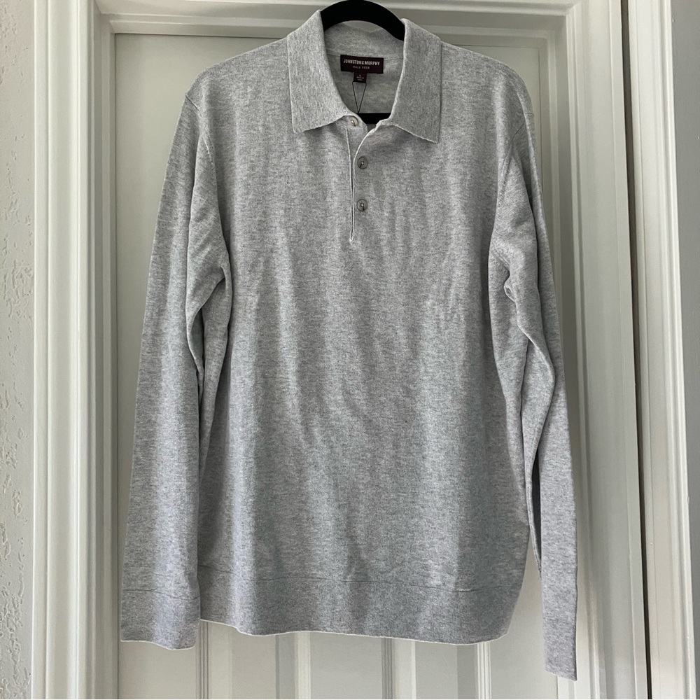 Johnston & Murphy Grey Long Sleeve Polo